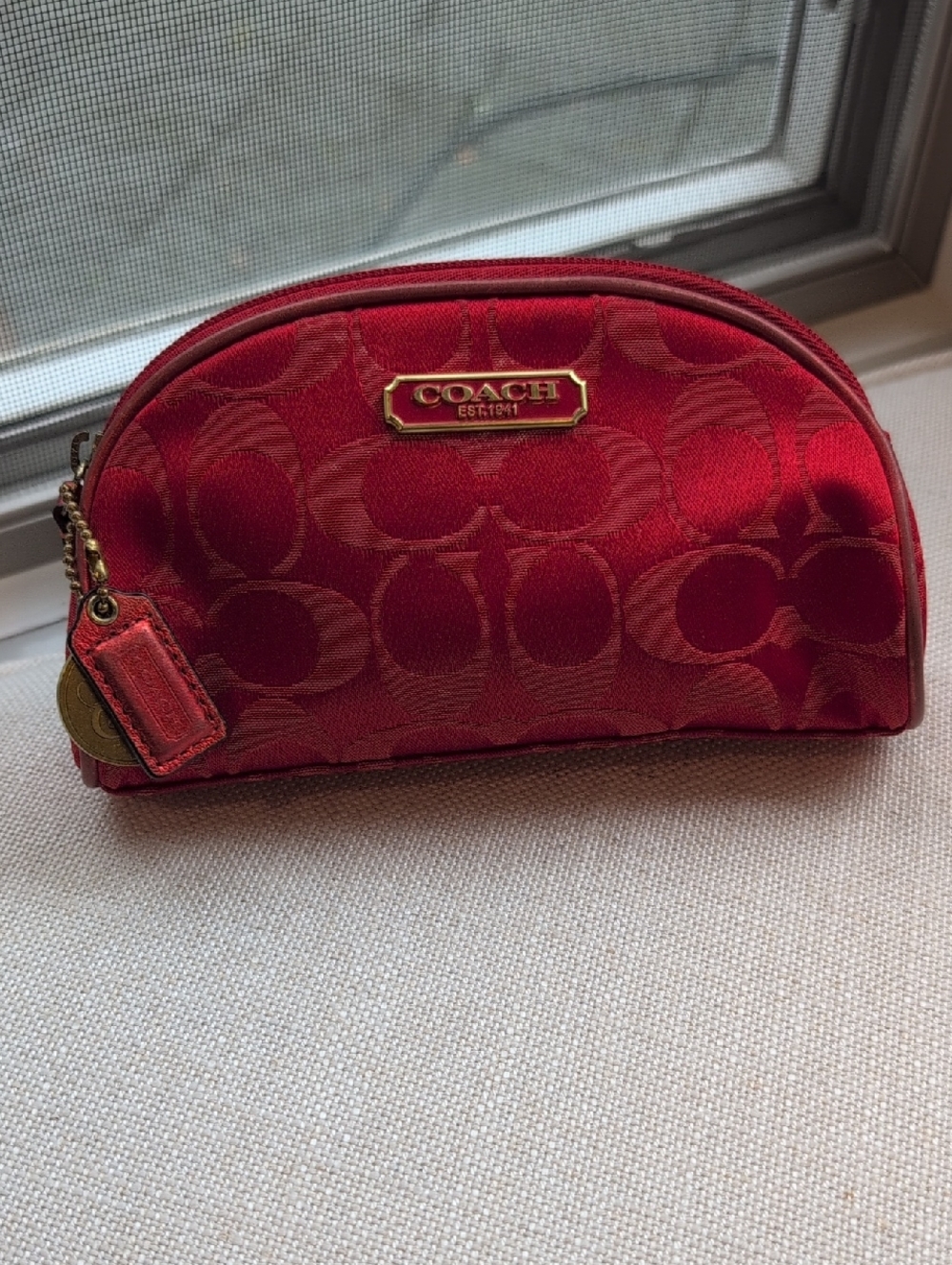 Limited Edition Coach Red Signature Logo Cosmetic Pouch
